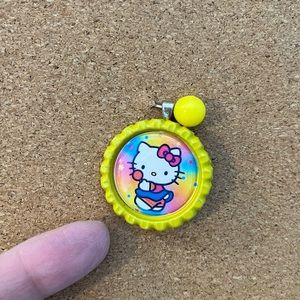 HELLO KITTY Soda Pop Cap Necklace Jewelry Rainbow Star Charm Key Chain Pin Bag